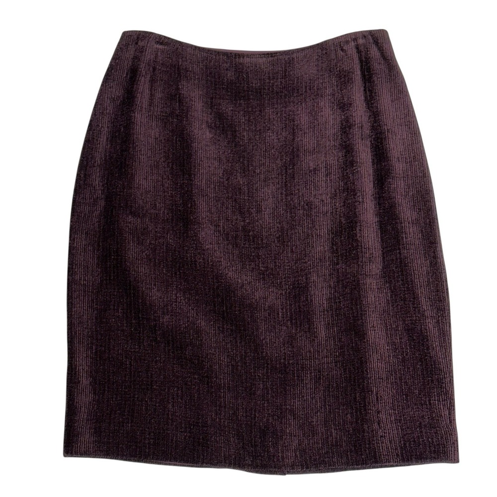Emanuel Ungaro Burgundy Corduroy Pencil Skirt Size 8 Back Zipper Closure Lined